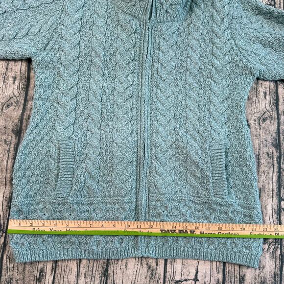 NWT Aran Crafts Irish Women's Double Collar Zip Cardigan (100% Merino Wool) XL - Picture 8 of 12